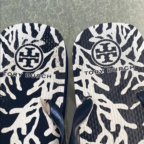 Tory Burch Black and White Flip Flops - Picture 3 of 4